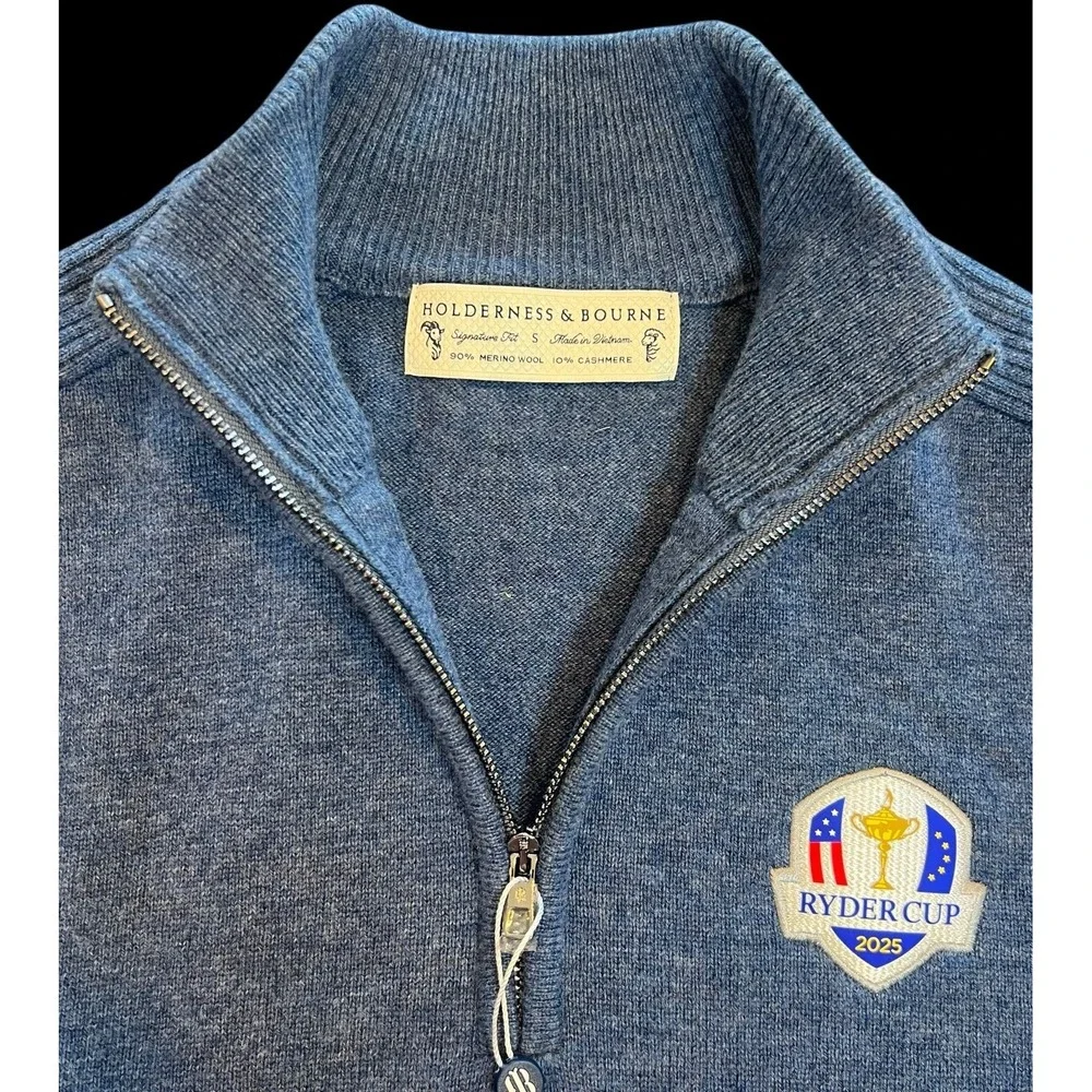 2025 Ryder Cup Mens Holderness & Bourne Wool & Cashmere Golf Sweater Navy Blue⛳️